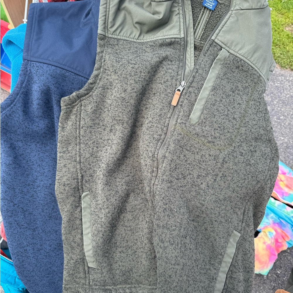 George Men's Zip Up Sweater Fleece Vests - Olive Green and Navy